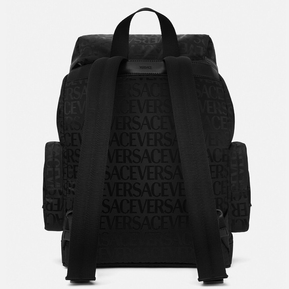 “Versace” all over logo monogram print unisex large backpack NEW - Picture 3 of 14